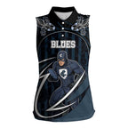 Custom Carlton Navy Women Sleeveless Polo Shirt Captain With Aboriginal Art