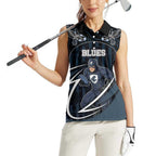 Custom Carlton Navy Women Sleeveless Polo Shirt Captain With Aboriginal Art