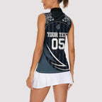 Custom Carlton Navy Women Sleeveless Polo Shirt Captain With Aboriginal Art