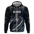 Custom Carlton Navy Zip Hoodie Captain With Aboriginal Art