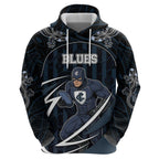 Custom Carlton Navy Zip Hoodie Captain With Aboriginal Art