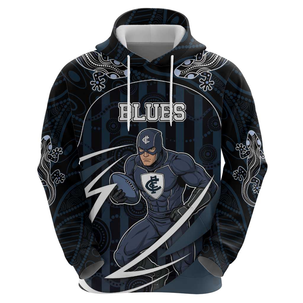 Custom Carlton Navy Zip Hoodie Captain With Aboriginal Art