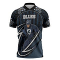 Custom Carlton Navy Zipper Polo Shirt Captain With Aboriginal Art