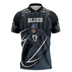 Custom Carlton Navy Zipper Polo Shirt Captain With Aboriginal Art