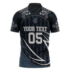 Custom Carlton Navy Zipper Polo Shirt Captain With Aboriginal Art