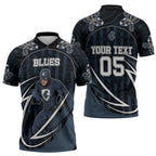 Custom Carlton Navy Zipper Polo Shirt Captain With Aboriginal Art