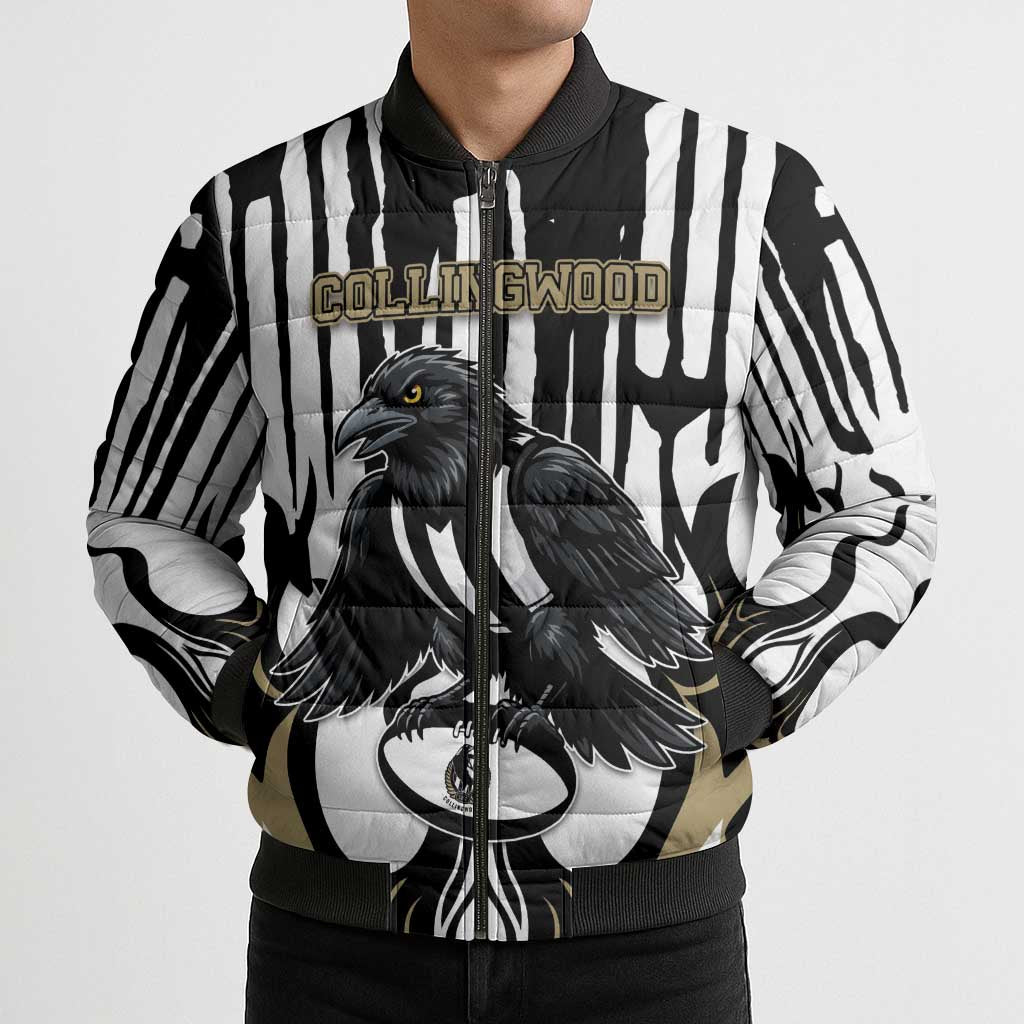 Custom Collingwood Black Bomber Puffer Jacket Unique Style