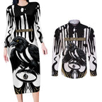 Custom Collingwood Black Couples Matching Long Sleeve Bodycon Dress and Long Sleeve Button Shirt Unique Style