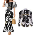 Custom Collingwood Black Couples Matching Mermaid Dress and Long Sleeve Button Shirt Unique Style