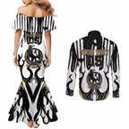 Custom Collingwood Black Couples Matching Mermaid Dress and Long Sleeve Button Shirt Unique Style