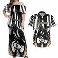 Custom Collingwood Black Couples Matching Off Shoulder Maxi Dress and Hawaiian Shirt Unique Style