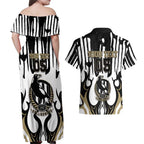 Custom Collingwood Black Couples Matching Off Shoulder Maxi Dress and Hawaiian Shirt Unique Style