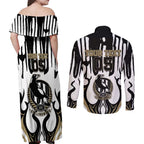 Custom Collingwood Black Couples Matching Off Shoulder Maxi Dress and Long Sleeve Button Shirt Unique Style