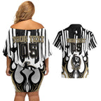Custom Collingwood Black Couples Matching Off Shoulder Short Dress and Hawaiian Shirt Unique Style