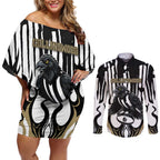 Custom Collingwood Black Couples Matching Off Shoulder Short Dress and Long Sleeve Button Shirt Unique Style