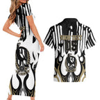 Custom Collingwood Black Couples Matching Short Sleeve Bodycon Dress and Hawaiian Shirt Unique Style