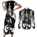 Custom Collingwood Black Couples Matching Short Sleeve Bodycon Dress and Long Sleeve Button Shirt Unique Style