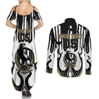 Custom Collingwood Black Couples Matching Summer Maxi Dress and Long Sleeve Button Shirt Unique Style