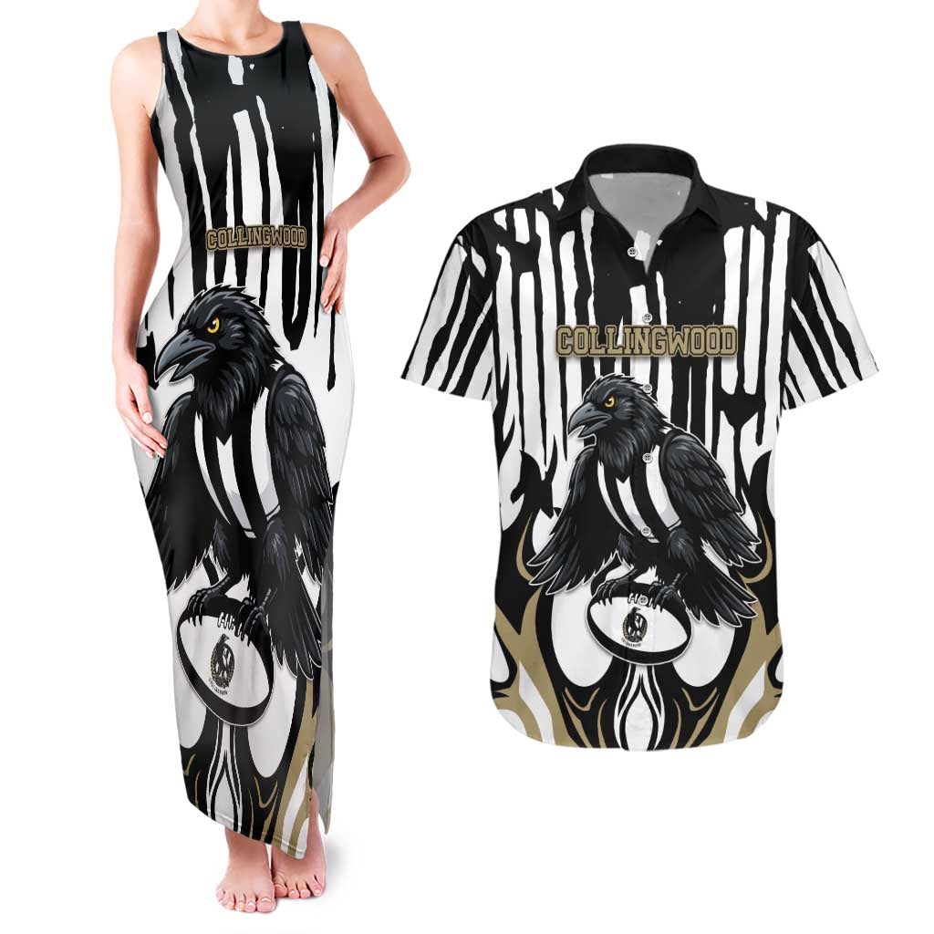 Custom Collingwood Black Couples Matching Tank Maxi Dress and Hawaiian Shirt Unique Style
