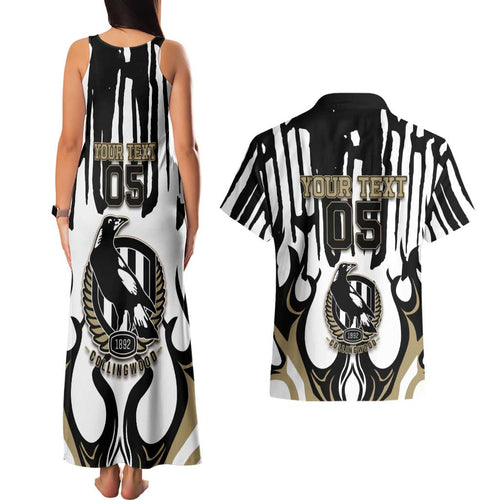 Custom Collingwood Black Couples Matching Tank Maxi Dress and Hawaiian Shirt Unique Style