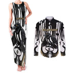Custom Collingwood Black Couples Matching Tank Maxi Dress and Long Sleeve Button Shirt Unique Style