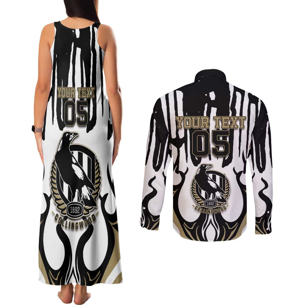 Custom Collingwood Black Couples Matching Tank Maxi Dress and Long Sleeve Button Shirt Unique Style