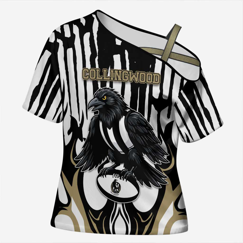 Custom Collingwood Black Cross Shoulder Shirt Unique Style