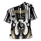 Custom Collingwood Black Cross Shoulder Shirt Unique Style