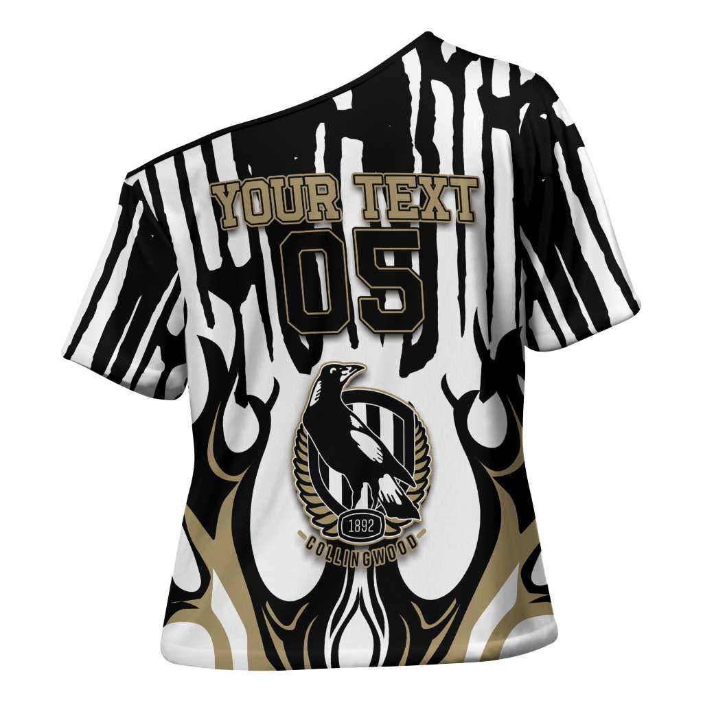 Custom Collingwood Black Cross Shoulder Shirt Unique Style
