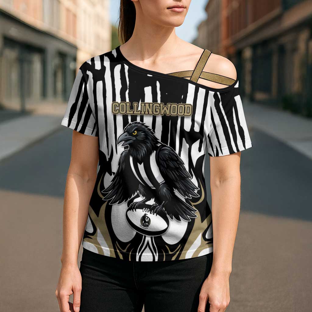 Custom Collingwood Black Cross Shoulder Shirt Unique Style
