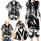 Custom Collingwood Black Family Matching Long Sleeve Bodycon Dress and Hawaiian Shirt Unique Style
