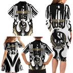 Custom Collingwood Black Family Matching Long Sleeve Bodycon Dress and Hawaiian Shirt Unique Style