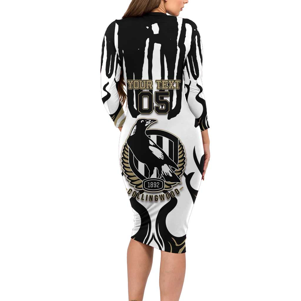 Custom Collingwood Black Family Matching Long Sleeve Bodycon Dress and Hawaiian Shirt Unique Style