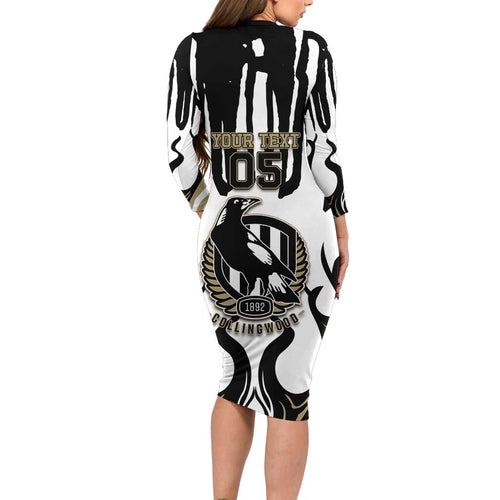 Custom Collingwood Black Family Matching Long Sleeve Bodycon Dress and Hawaiian Shirt Unique Style