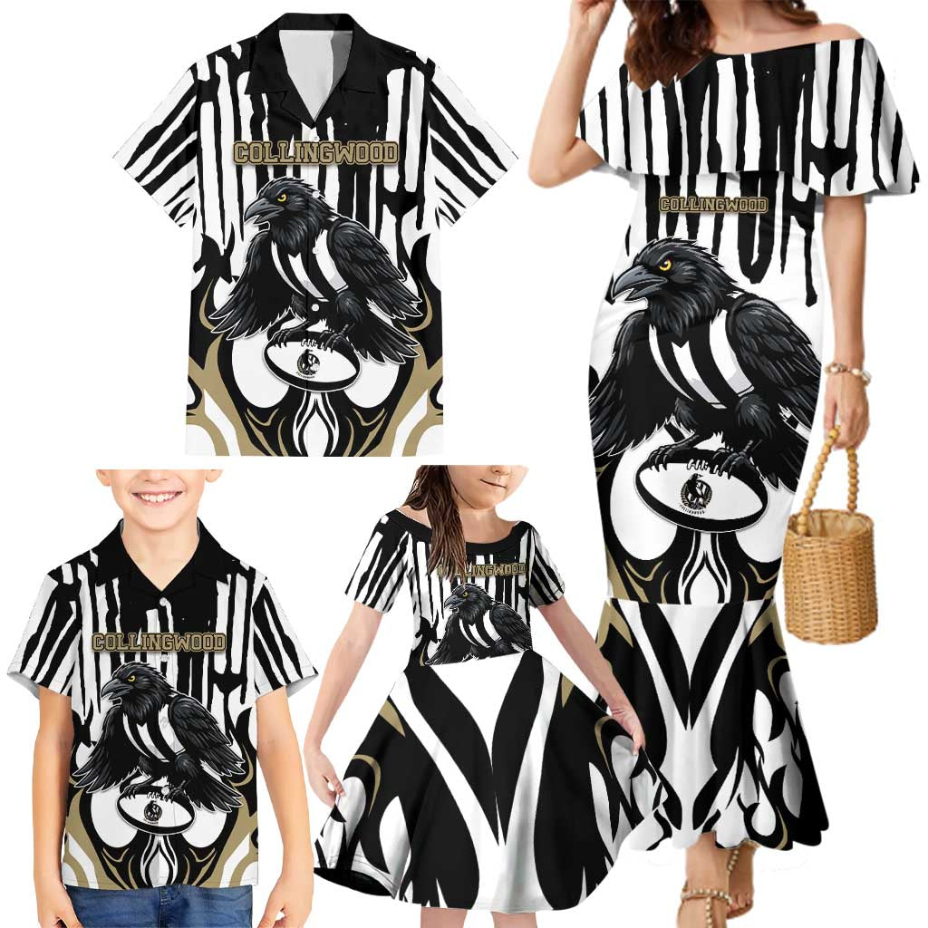Custom Collingwood Black Family Matching Mermaid Dress and Hawaiian Shirt Unique Style