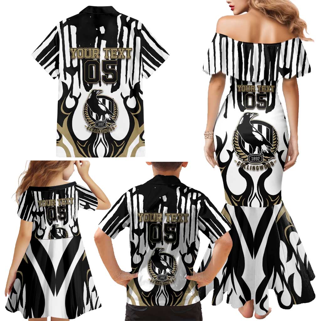 Custom Collingwood Black Family Matching Mermaid Dress and Hawaiian Shirt Unique Style