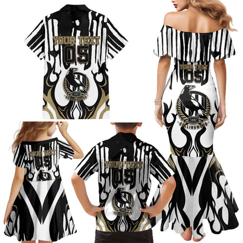 Custom Collingwood Black Family Matching Mermaid Dress and Hawaiian Shirt Unique Style
