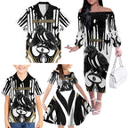 Custom Collingwood Black Family Matching Off The Shoulder Long Sleeve Dress and Hawaiian Shirt Unique Style