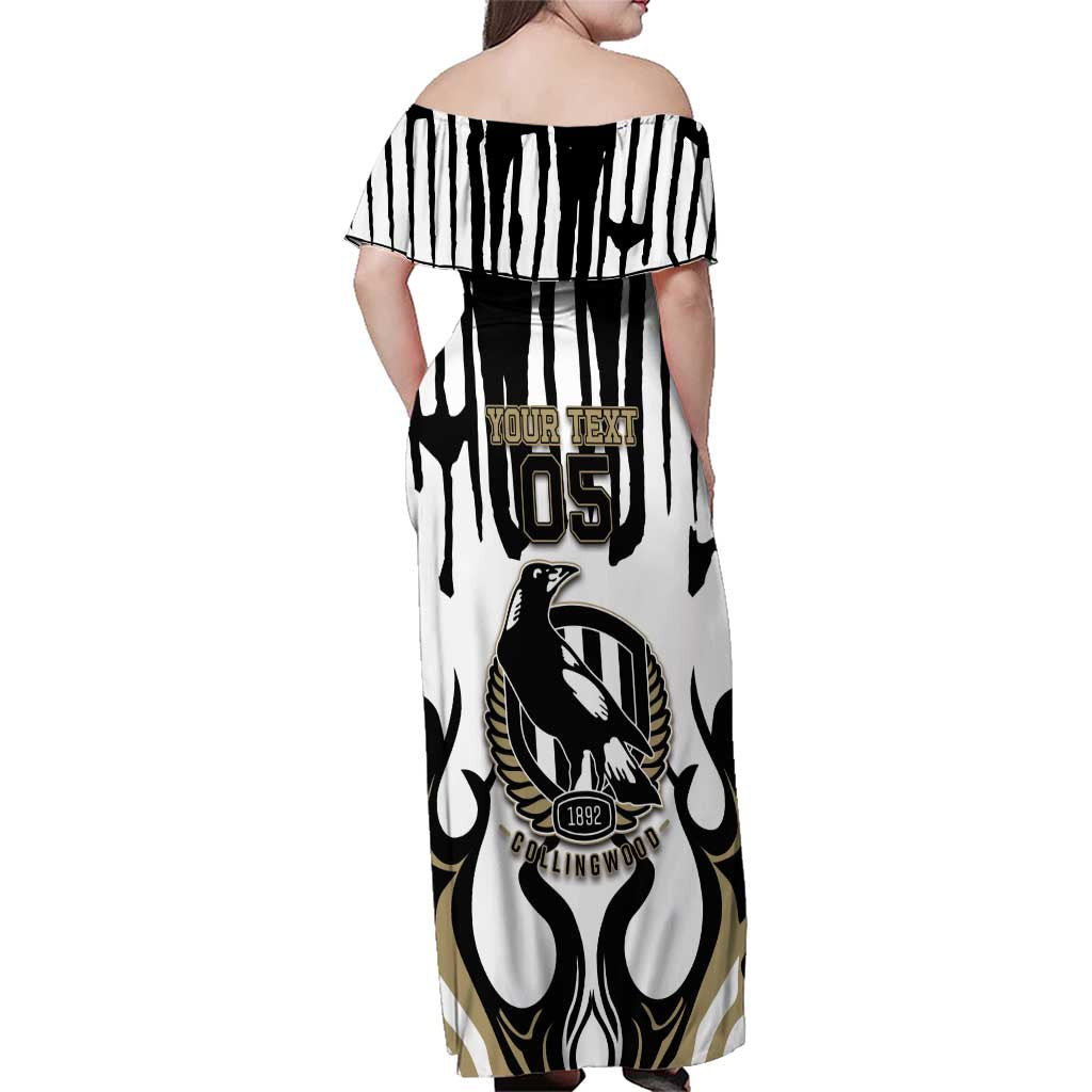 Custom Collingwood Black Family Matching Off Shoulder Maxi Dress and Hawaiian Shirt Unique Style