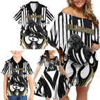 Custom Collingwood Black Family Matching Off Shoulder Short Dress and Hawaiian Shirt Unique Style