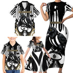 Custom Collingwood Black Family Matching Short Sleeve Bodycon Dress and Hawaiian Shirt Unique Style