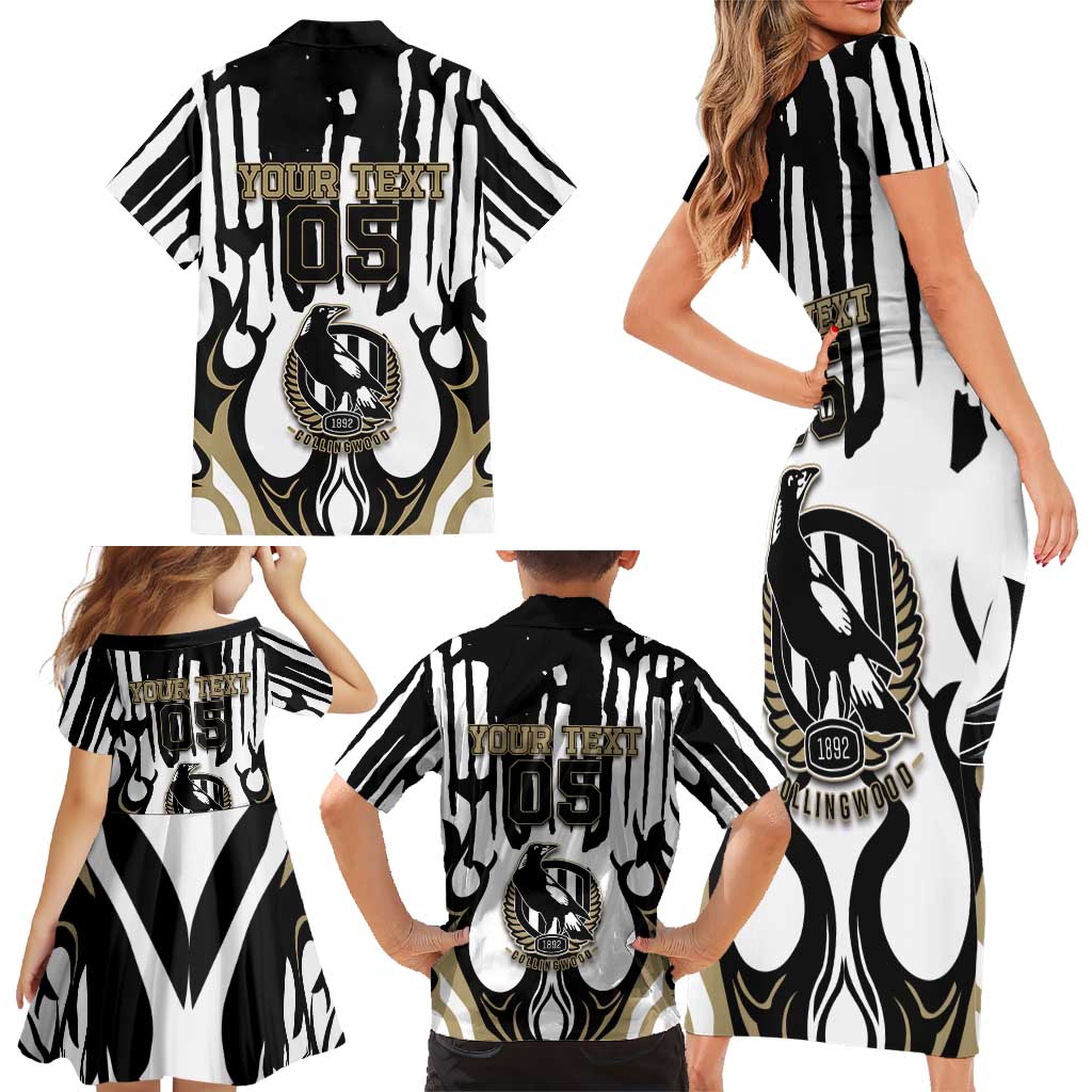 Custom Collingwood Black Family Matching Short Sleeve Bodycon Dress and Hawaiian Shirt Unique Style