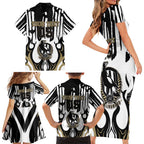 Custom Collingwood Black Family Matching Short Sleeve Bodycon Dress and Hawaiian Shirt Unique Style