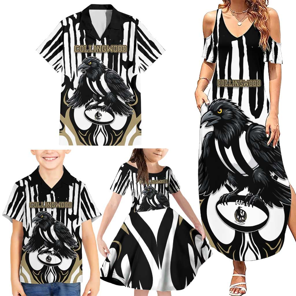 Custom Collingwood Black Family Matching Summer Maxi Dress and Hawaiian Shirt Unique Style