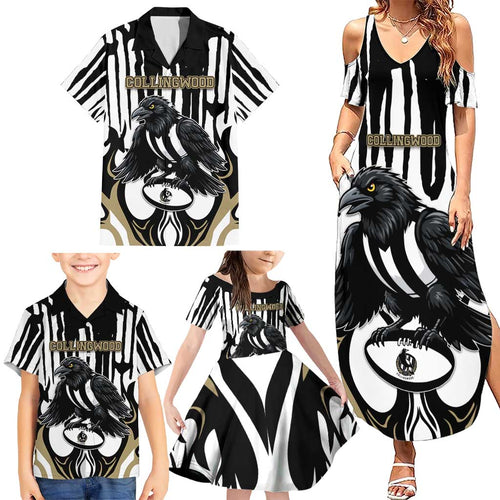Custom Collingwood Black Family Matching Summer Maxi Dress and Hawaiian Shirt Unique Style
