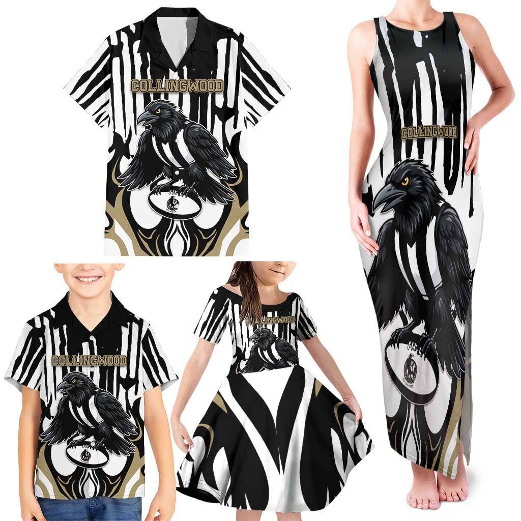 Custom Collingwood Black Family Matching Tank Maxi Dress and Hawaiian Shirt Unique Style