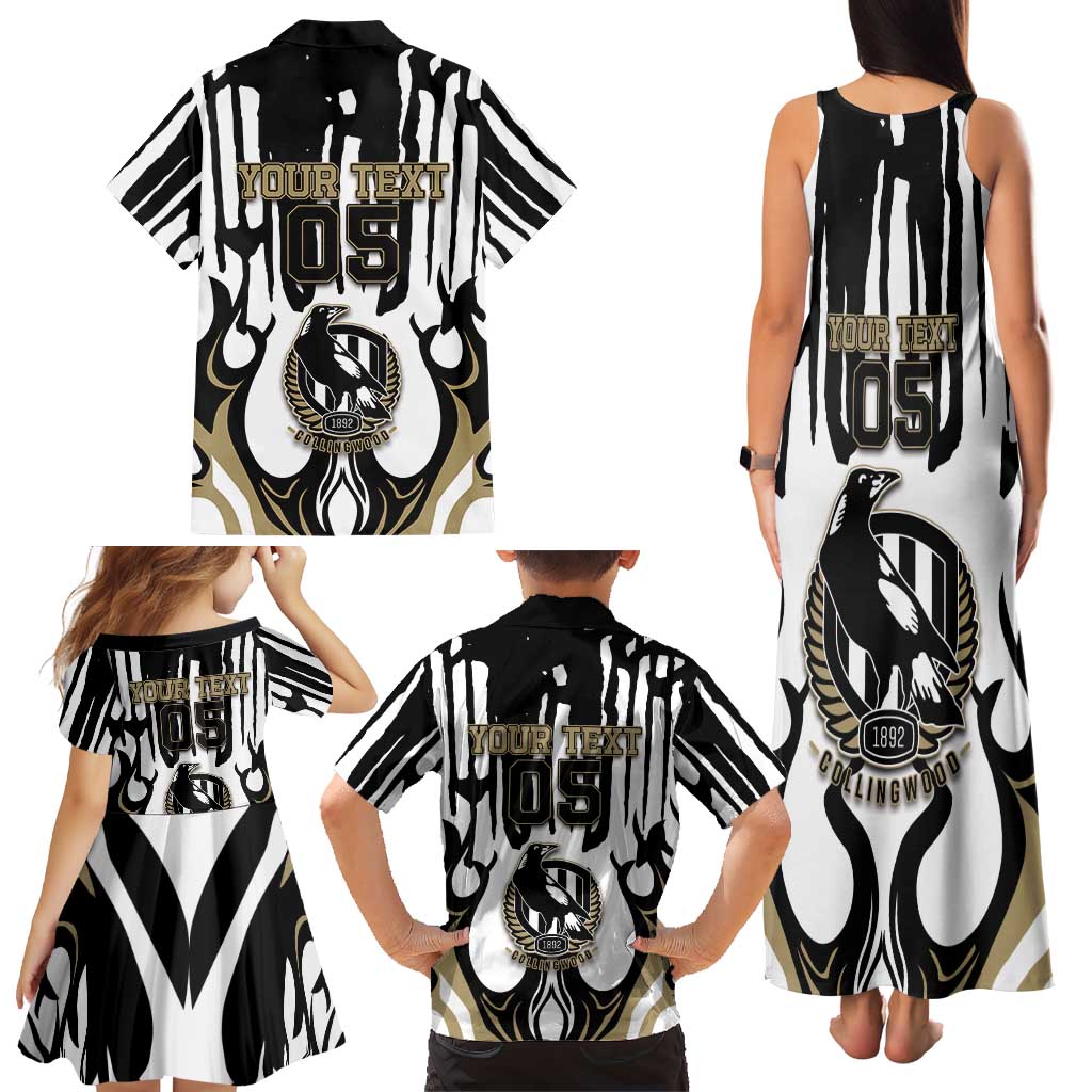Custom Collingwood Black Family Matching Tank Maxi Dress and Hawaiian Shirt Unique Style