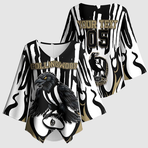 Custom Collingwood Black Kimono Sleeve Blouse Unique Style