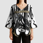 Custom Collingwood Black Kimono Sleeve Blouse Unique Style