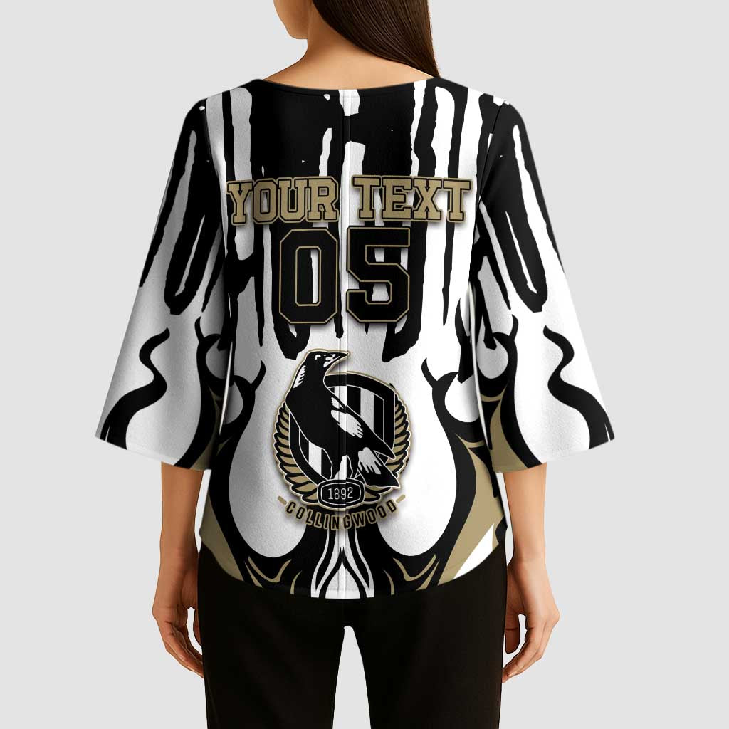 Custom Collingwood Black Kimono Sleeve Blouse Unique Style